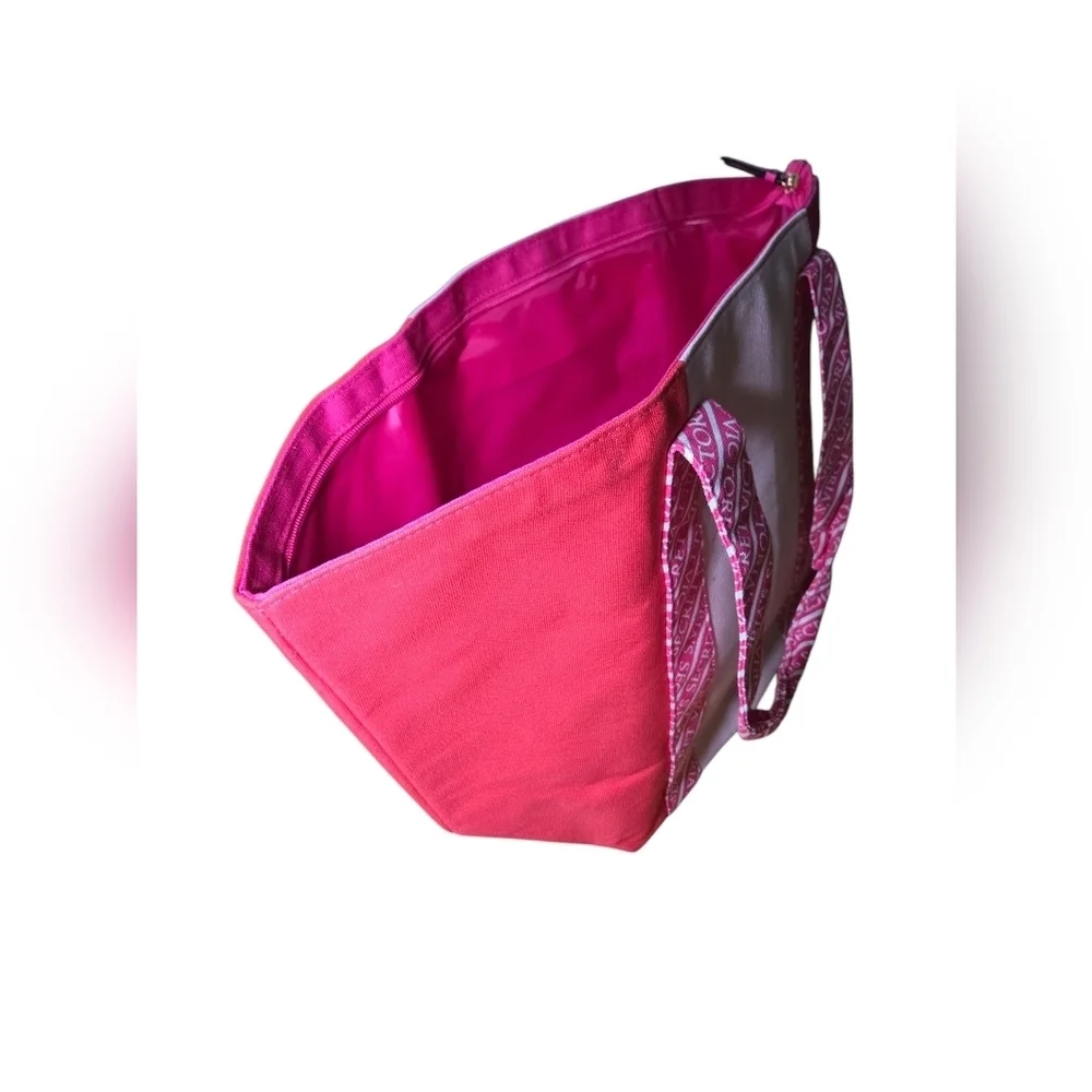 Victorias Secret Weekender Pink Canvas Color Block Travel Tote